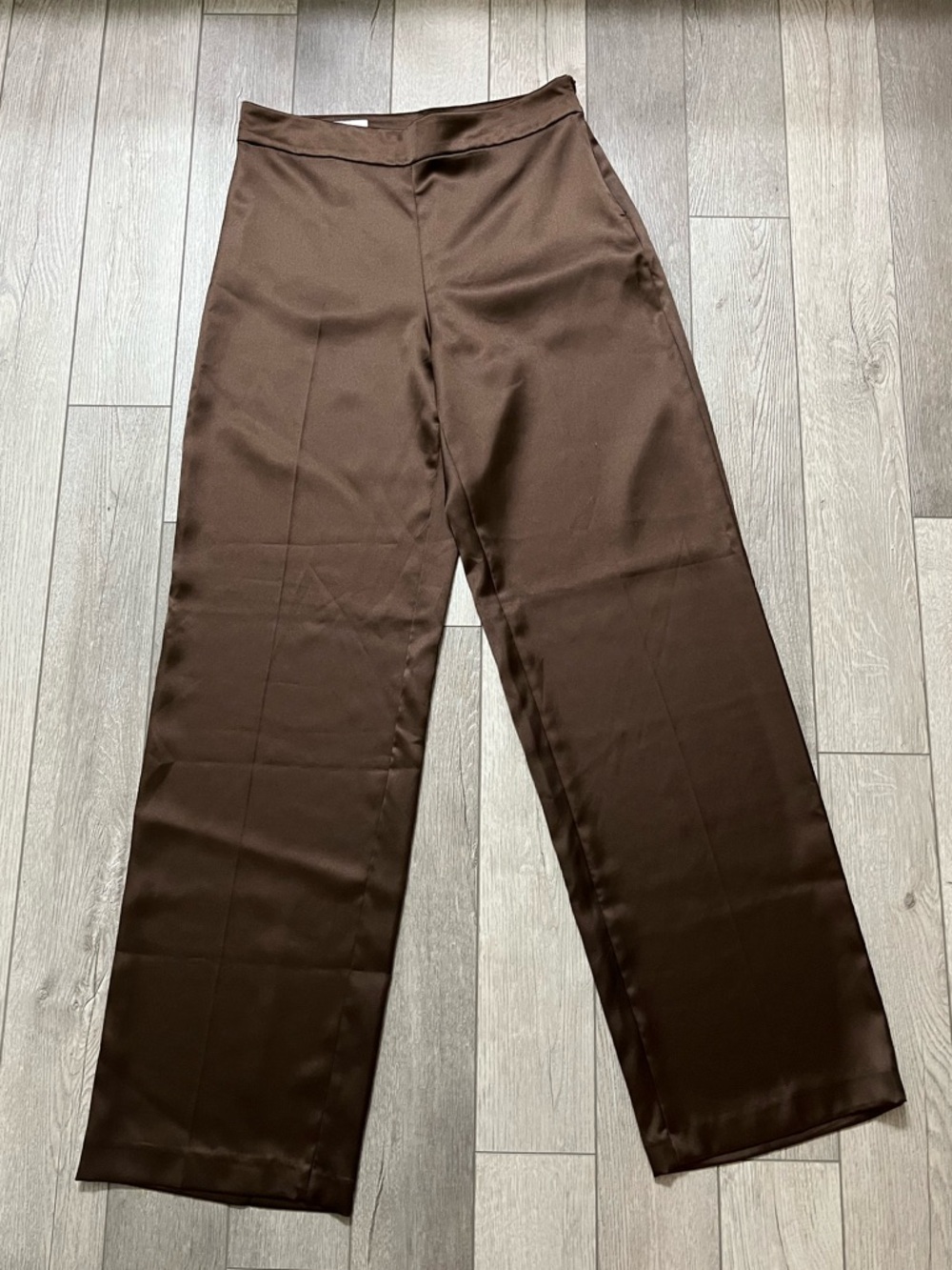 Zara Women’s Satin Brown Straight Leg Pants Size Medium/Small